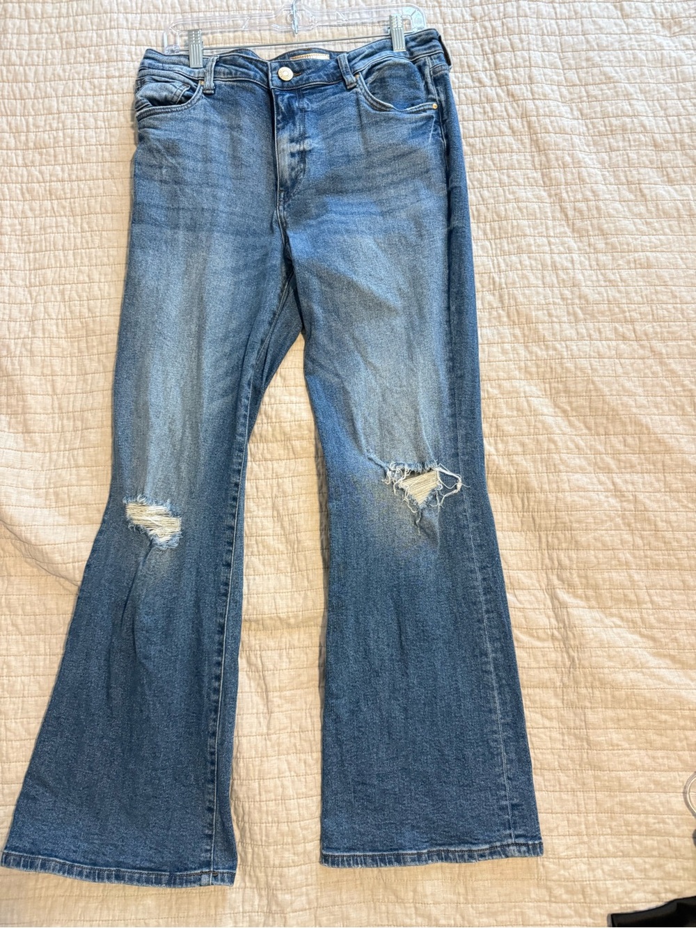 Kut from the Kloth Blue Distressed Flare Jeans